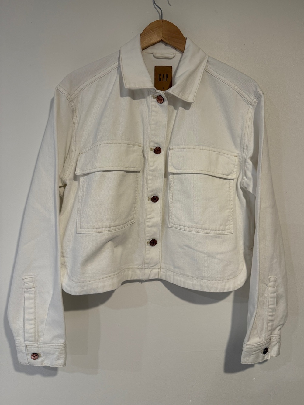 Gap White Denim Cropped Shirt Jacket - Size Small